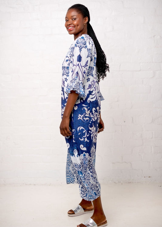 Jubilee Dress in Blue and White Retro