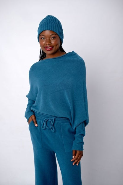 Urban Cozi Asymmetrical Sweater in Breonne Blue