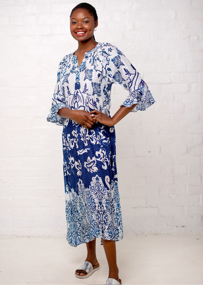 Jubilee Dress in Blue and White Retro
