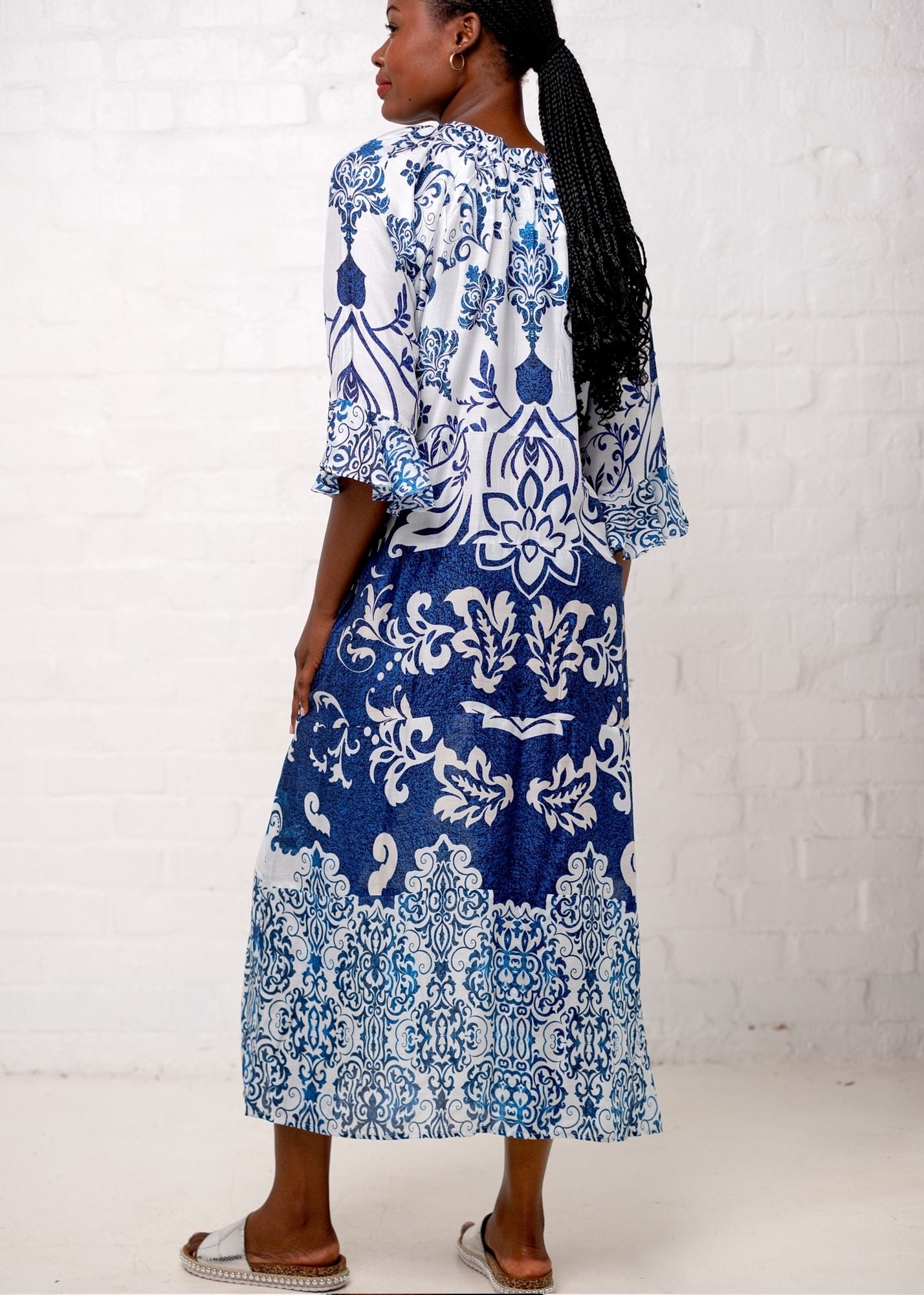 Jubilee Dress in Blue and White Retro