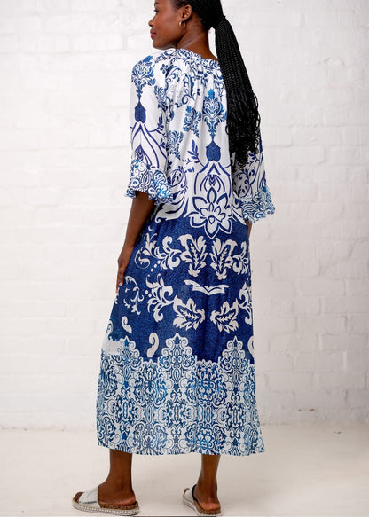 Jubilee Dress in Blue and White Retro