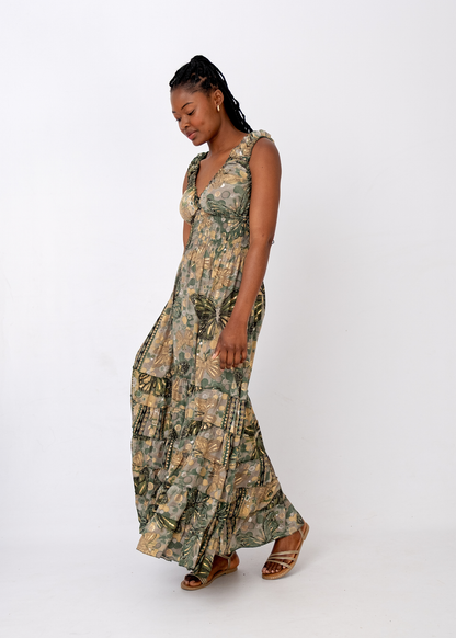 Mariposa Maxi Dress in Olive Shimmer