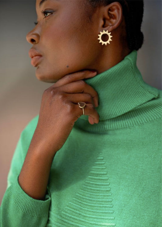 Stella Star Knit Polo Neck in Grass Green