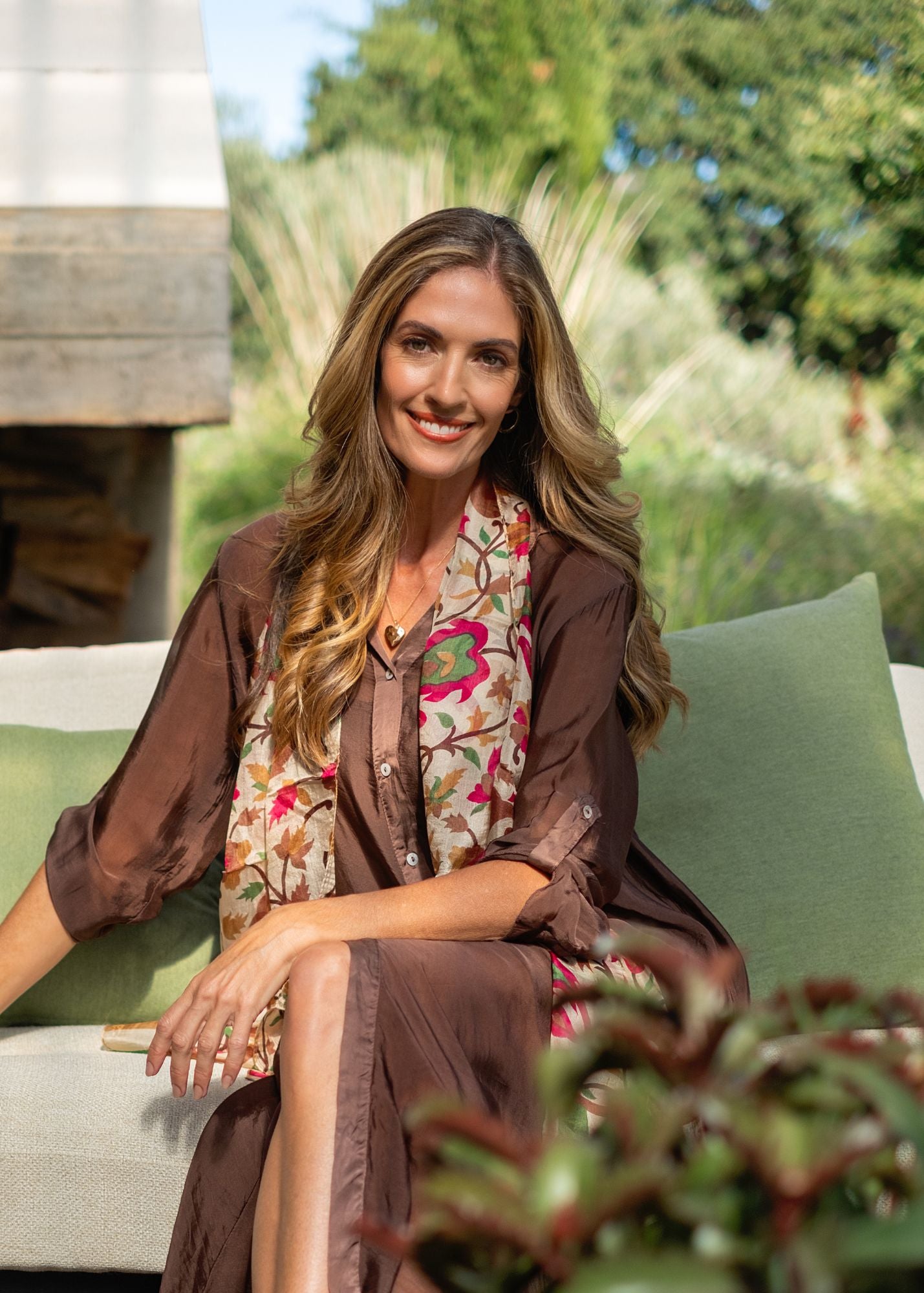 La Seta Dress with Tab top Sleeve —Coffee Date