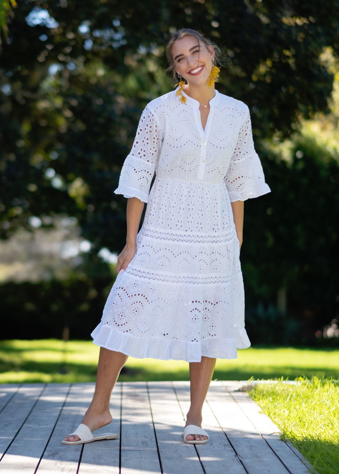 Darya Dress in Mist White