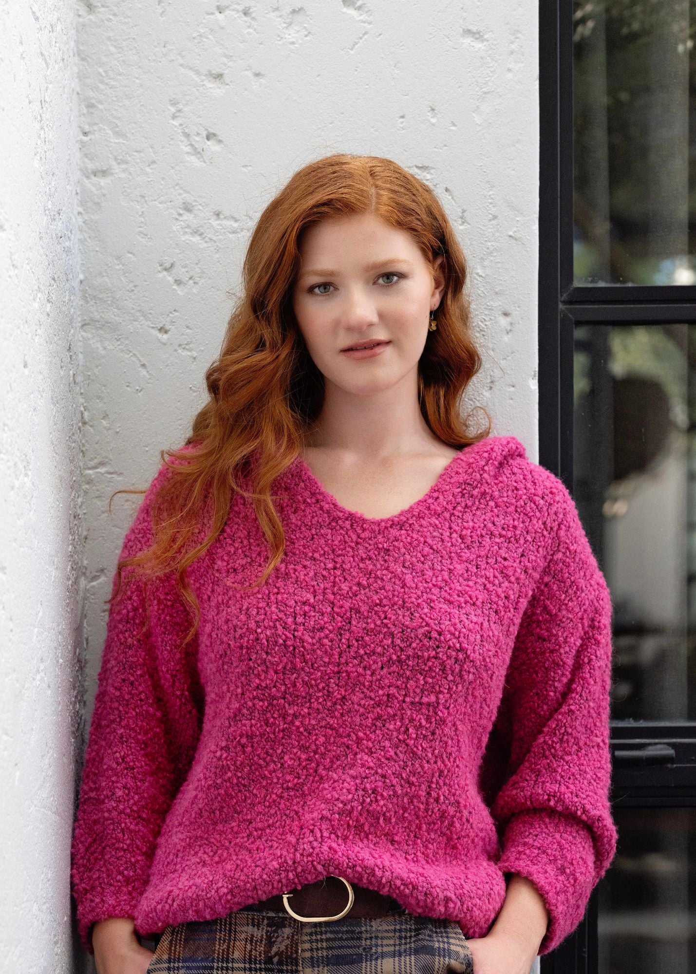 Chunky Knit with Hoodie Pink