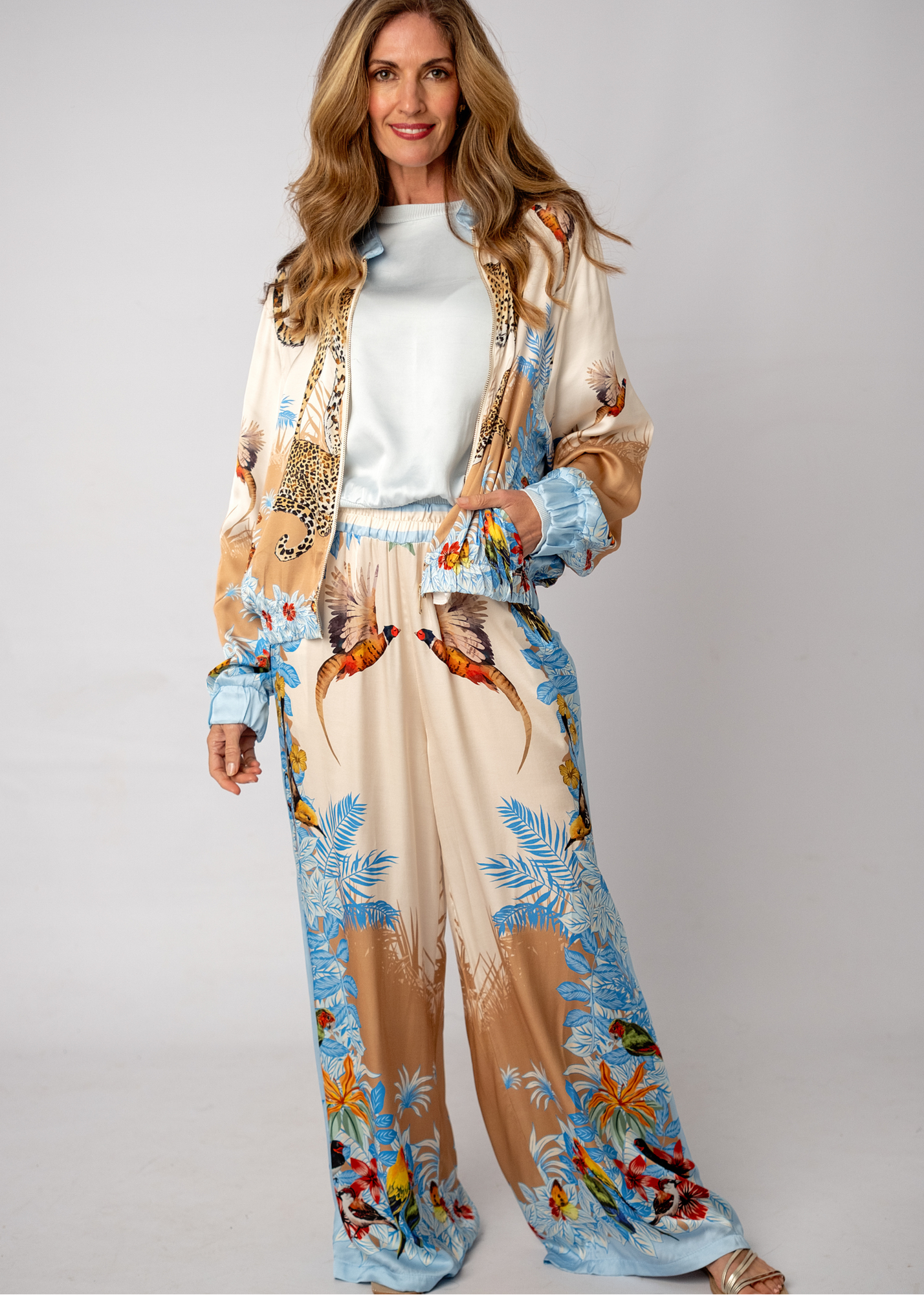 Lila Viscose Silk Blend Pants in Blue Paradise