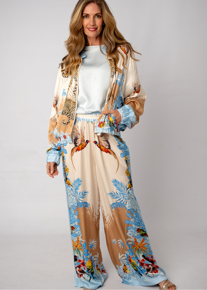 Lila Viscose Silk Blend Pants in Blue Paradise