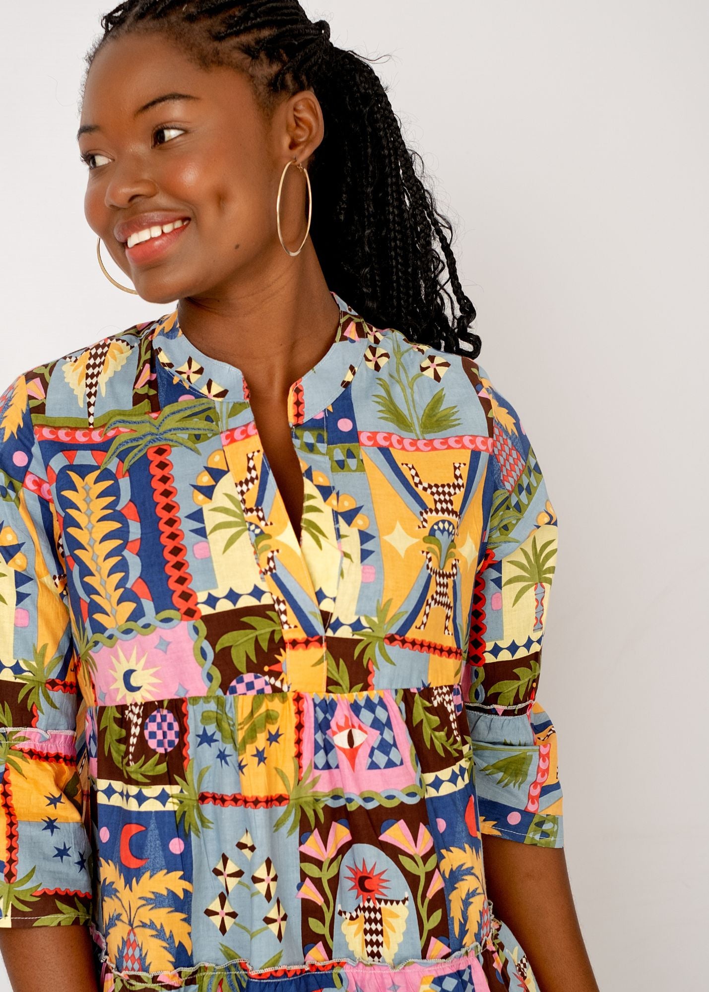 Loretta Dress in Print of Bright Berber