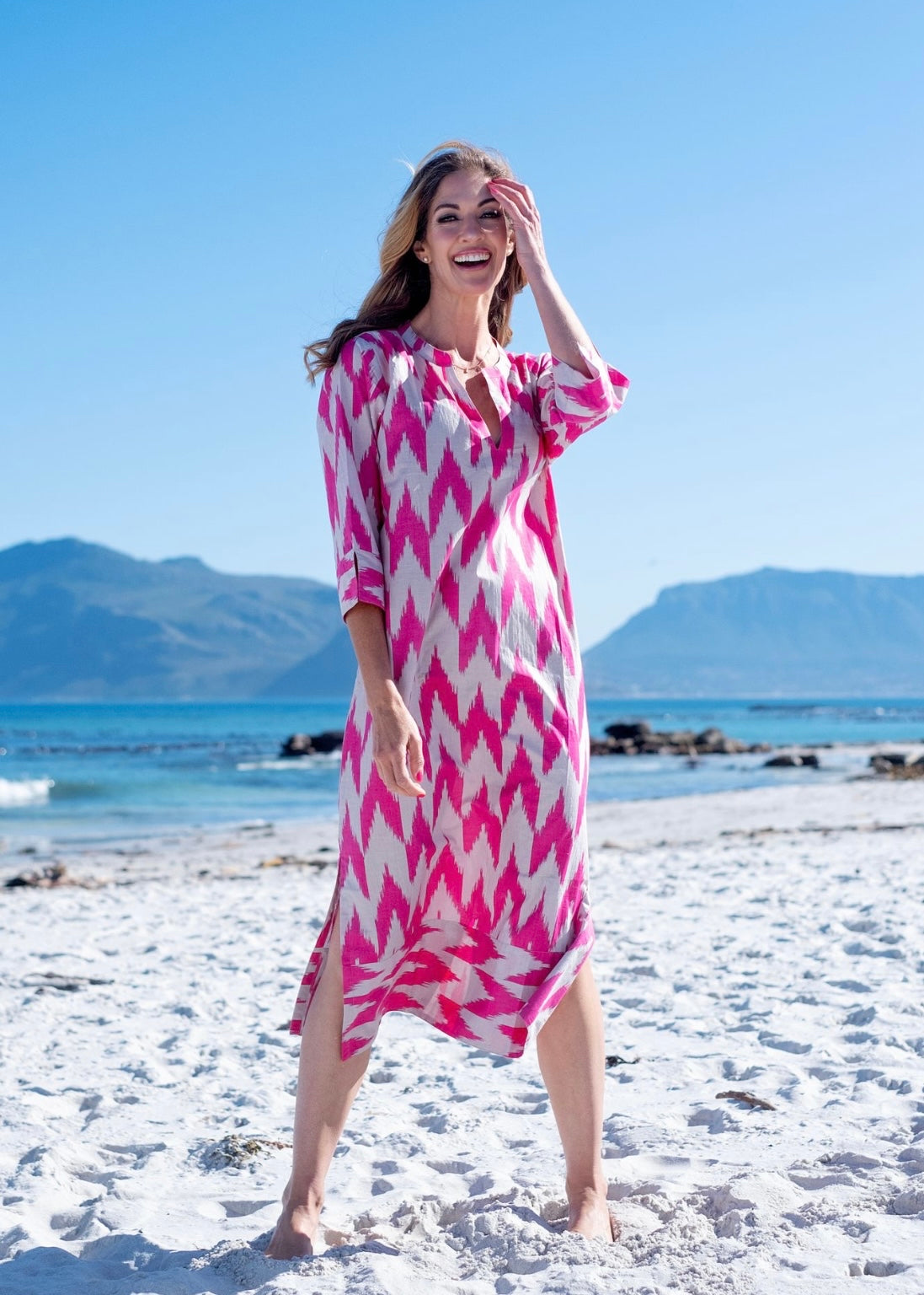 Mandy Tunic dress, Pink & light grey