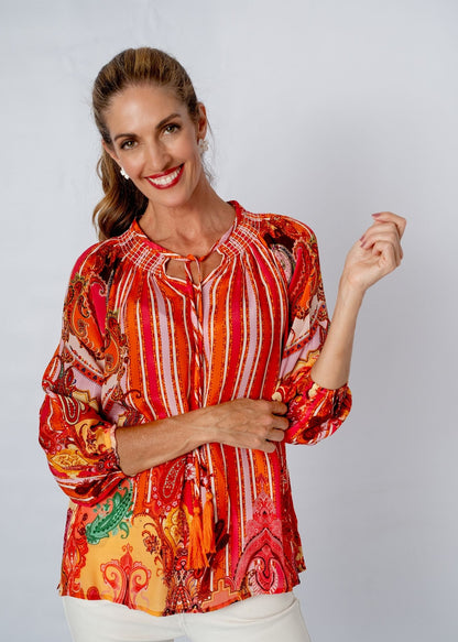 Zyra Blouse in Golden Hour Paisley