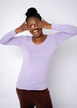 Silver Lining V-Neck Winter Weight Knit Jumper in Lavender