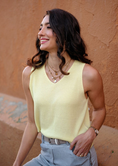 Bella Rosa Knitted Sleeveless Top in Limonade