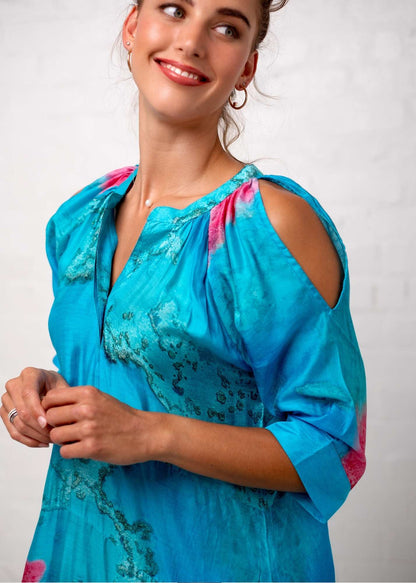 Adalynn Dress in Turquoise Tulip