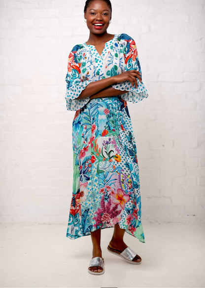 Jubilee Dress in Turquoise Dots