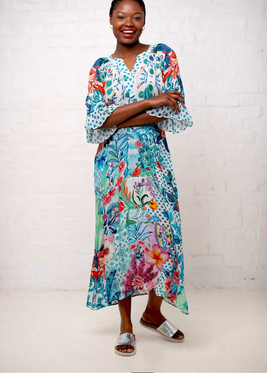 Jubilee Dress in Turquoise Dots