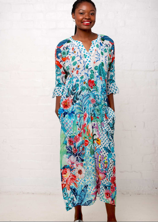 Jubilee Dress in Turquoise Dots