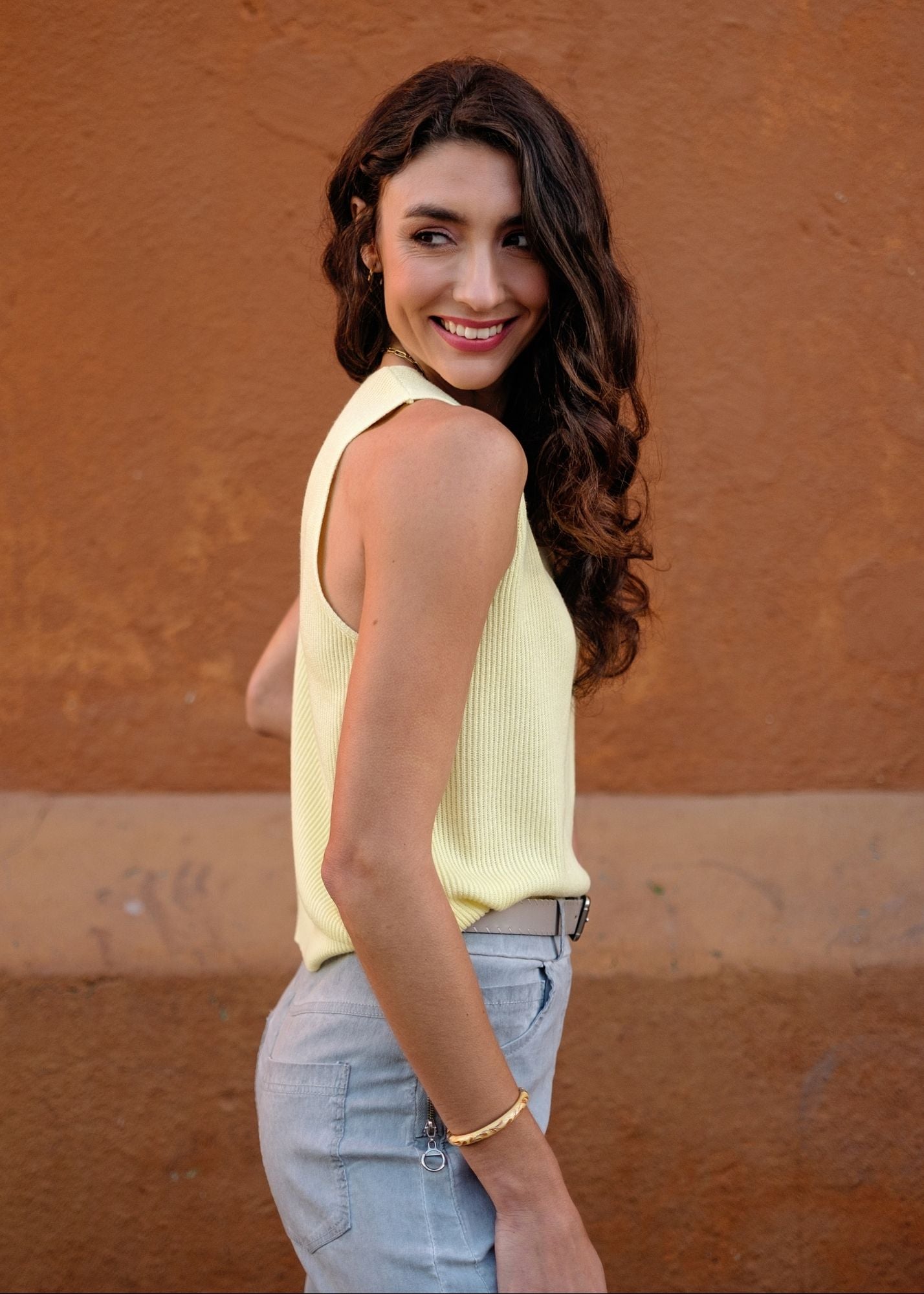 Bella Rosa Knitted Sleeveless Top in Limonade