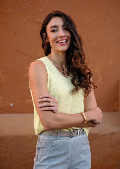Bella Rosa Knitted Sleeveless Top in Limonade