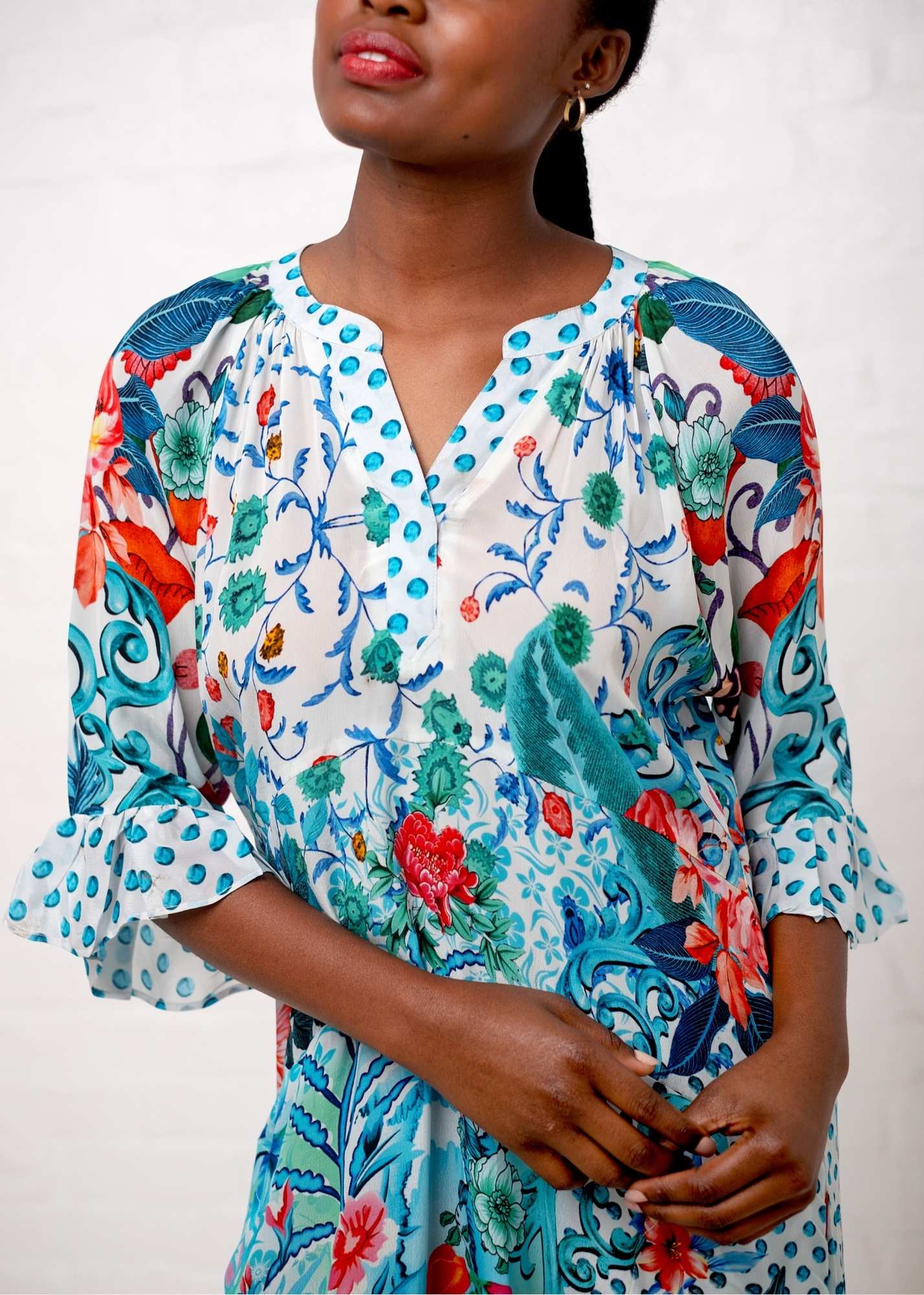 Jubilee Dress in Turquoise Dots