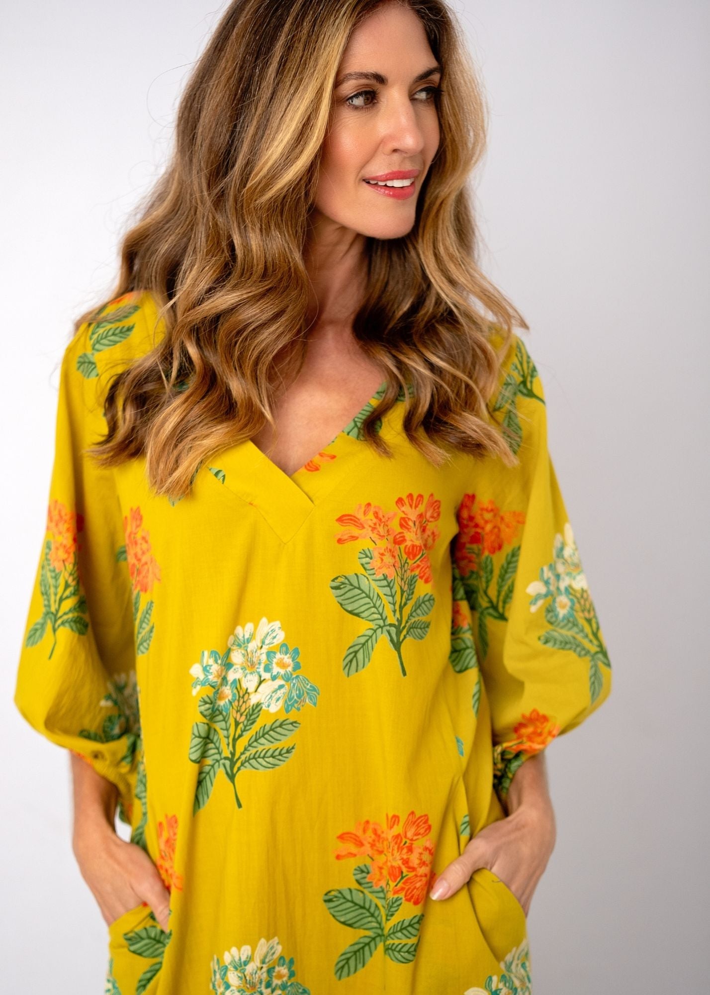 Gloria Dress (Puff Sleeve) Citrus Punch