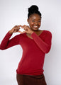 Silver Lining V-Neck Winter Weight Knit Jumper in Maroon