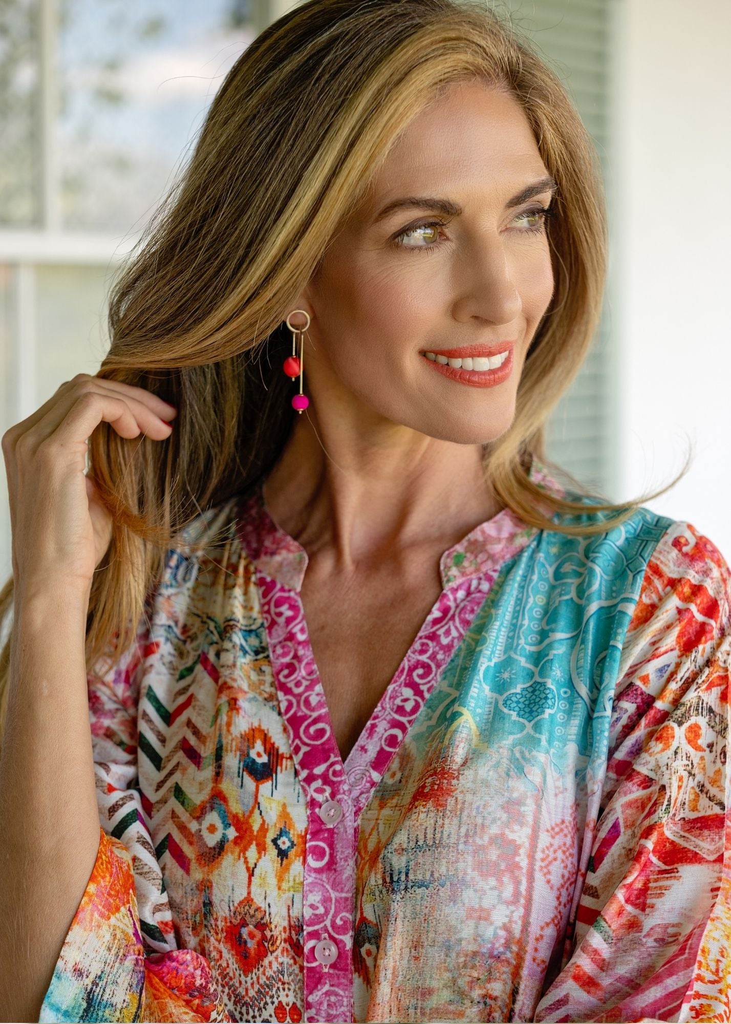 Amalfi Dress in Pink Mosaic