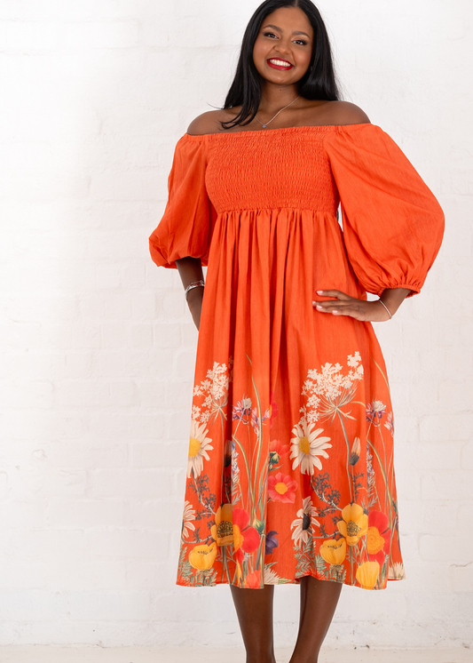 Donna Dress in Terracota.