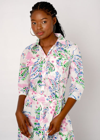 Betty Button dress in Pastel Bloom