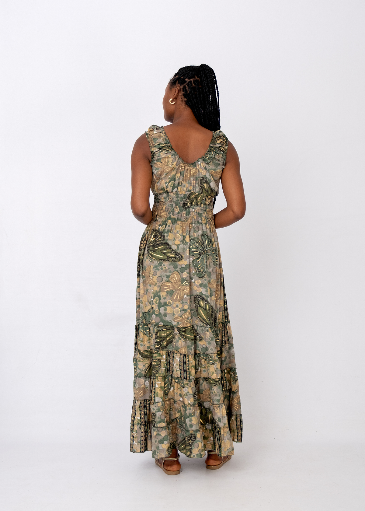 Mariposa Maxi Dress in Olive Shimmer