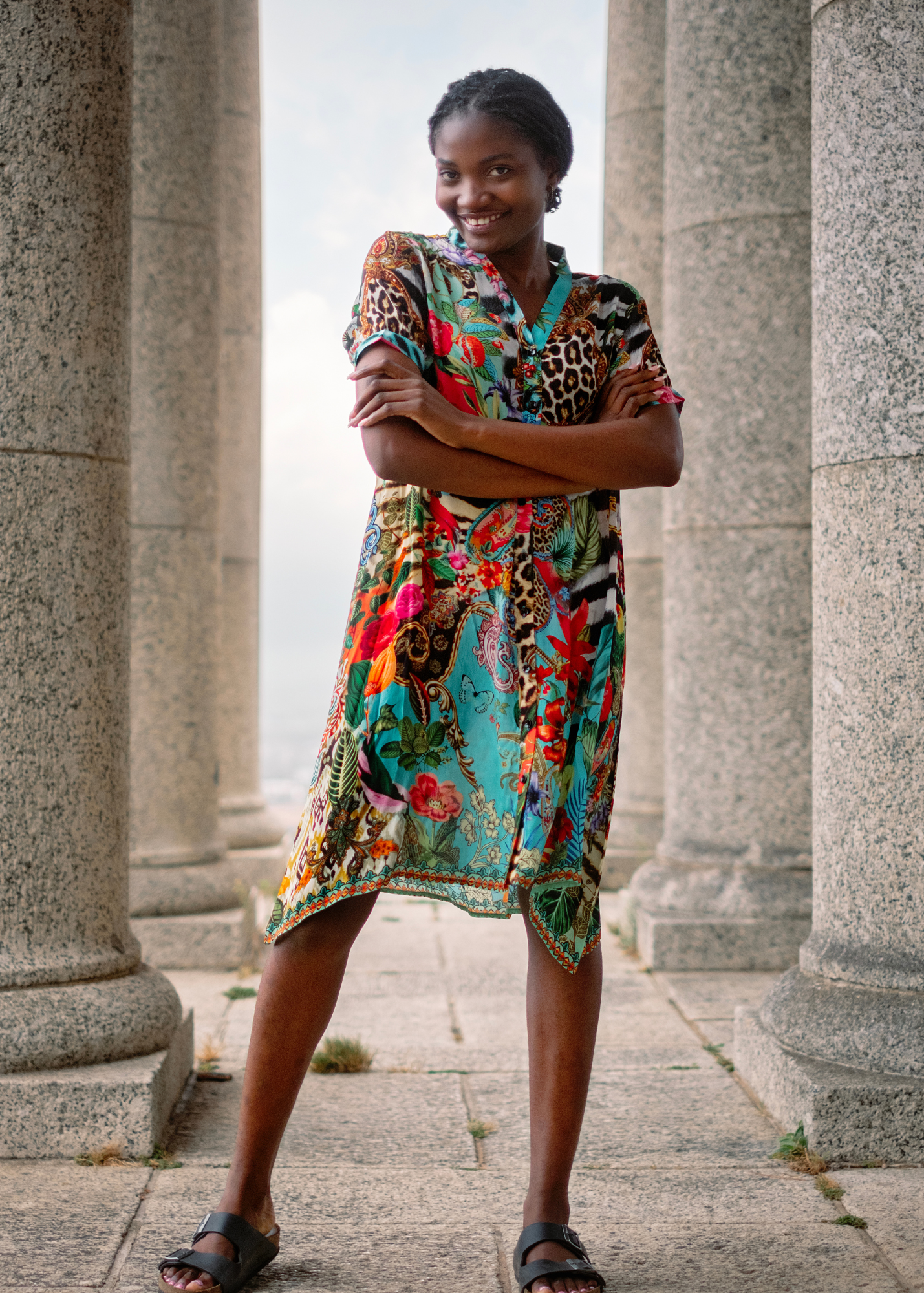 Maxine Dress, Tropical jungle - Knee length