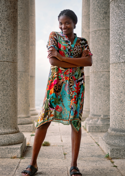 Maxine Dress, Tropical jungle - Knee length