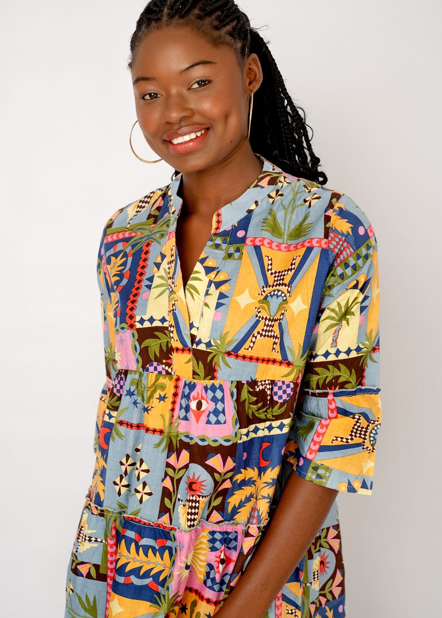 Loretta Dress in Print of Bright Berber