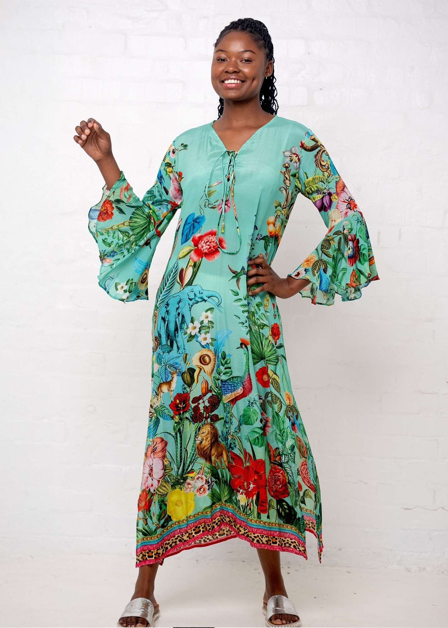 Angelica Dress in Seagreen Elephant