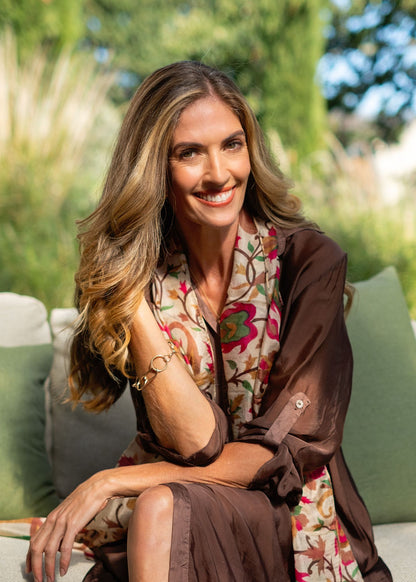 La Seta Dress with Tab top Sleeve —Coffee Date