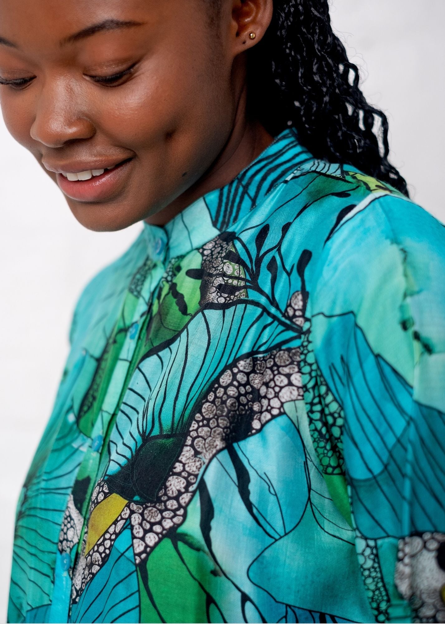 Amalfi Dress in Green and Turquoise Flower Print