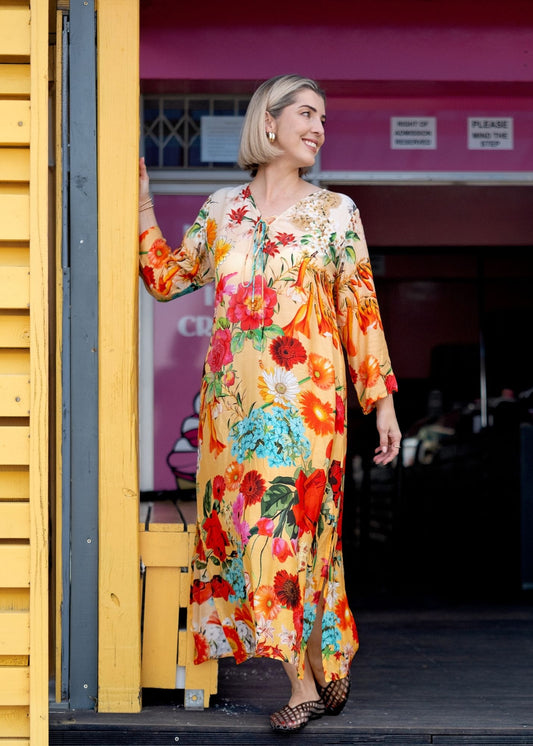 Angelica Dress in Red Roses
