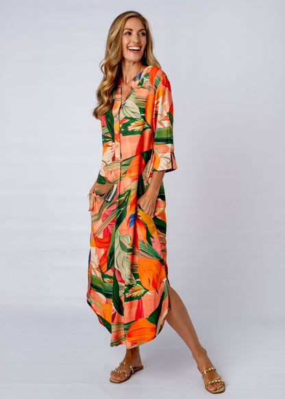 Fergie Cuffed Sleeve  Dress,  Forest Sunset