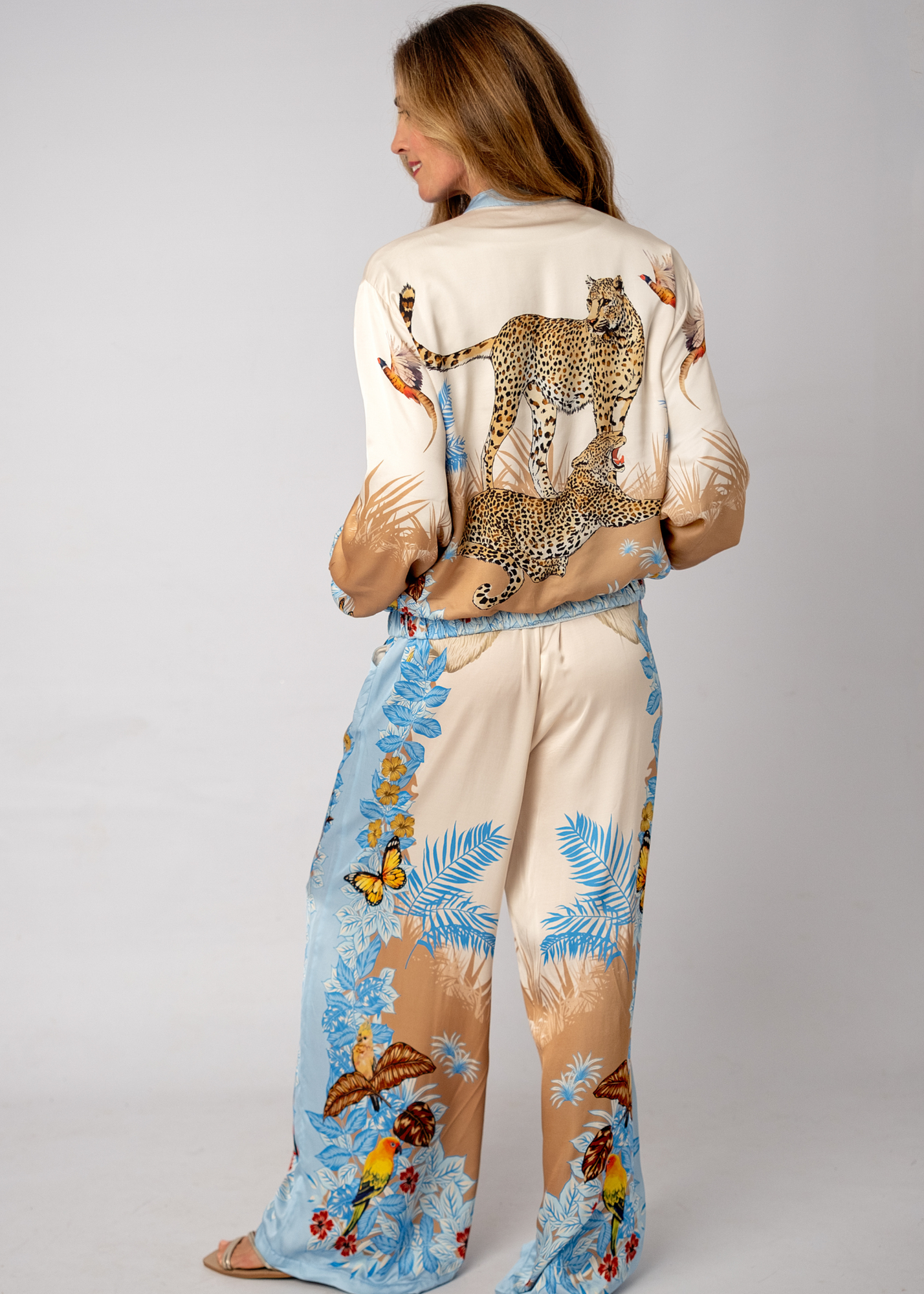 Lila Viscose Silk Blend Pants in Blue Paradise