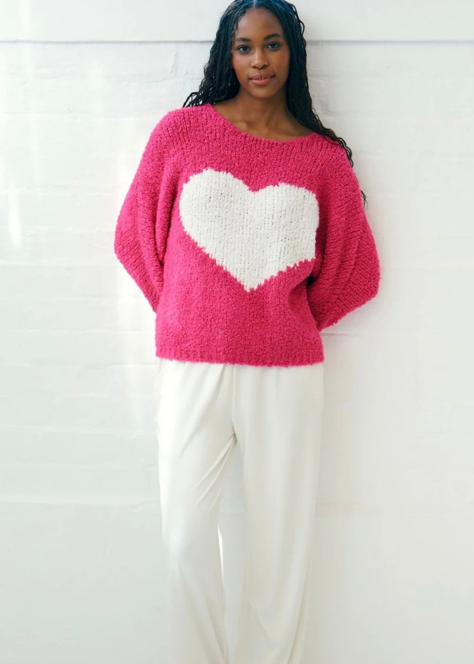 Sweetheart Chunky  Round Neck Knit in Pink