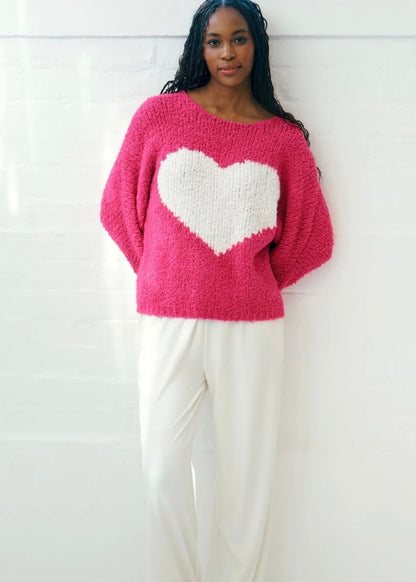Sweetheart Chunky  Round Neck Knit in Pink