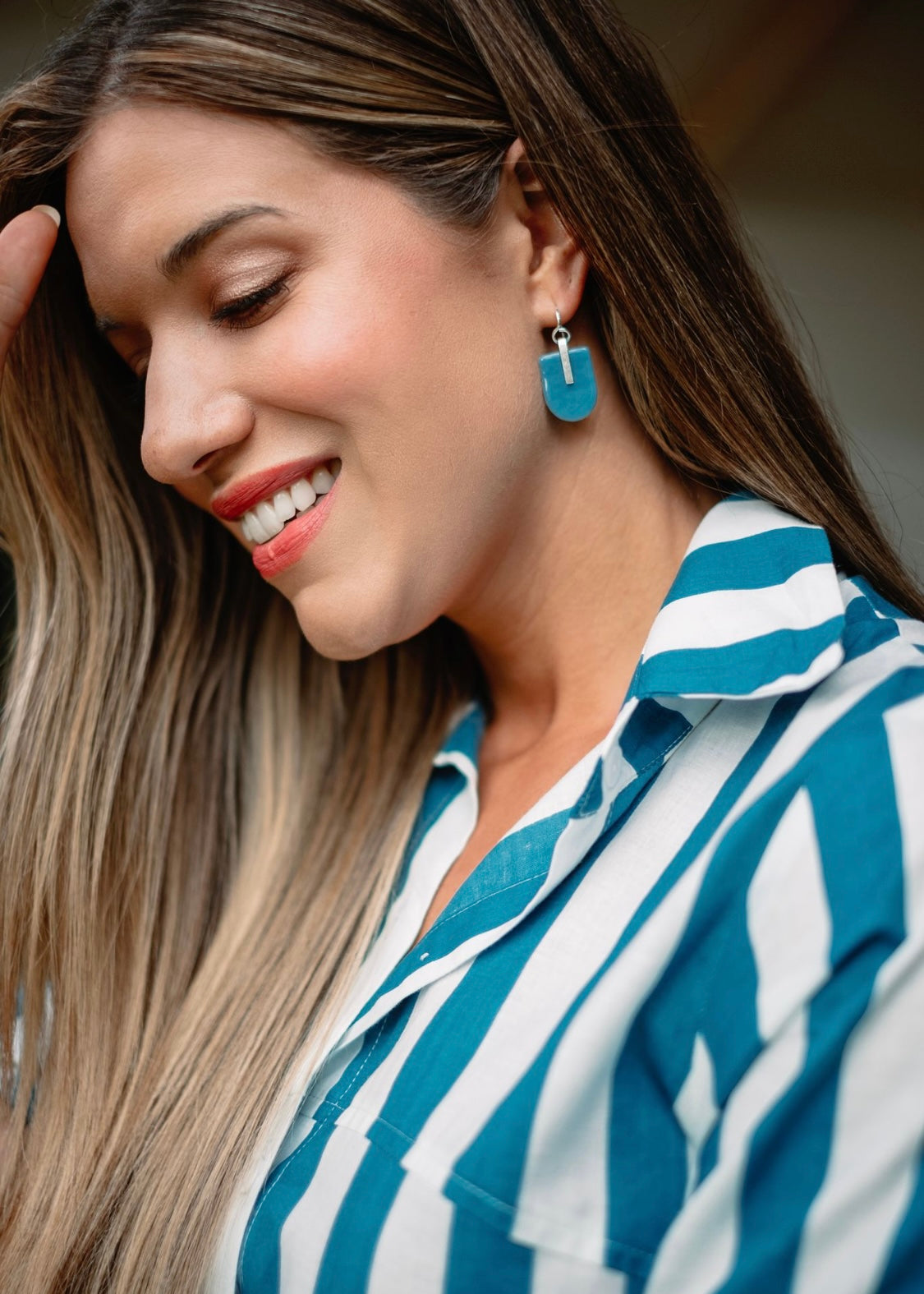 Pia dress in Maya Blue Stripes