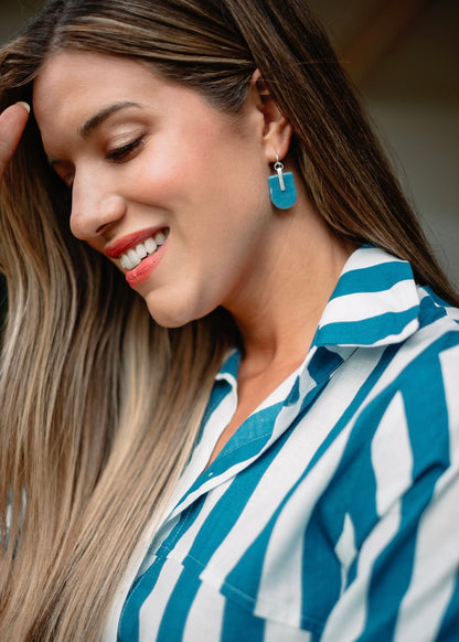 Pia dress in Maya Blue Stripes
