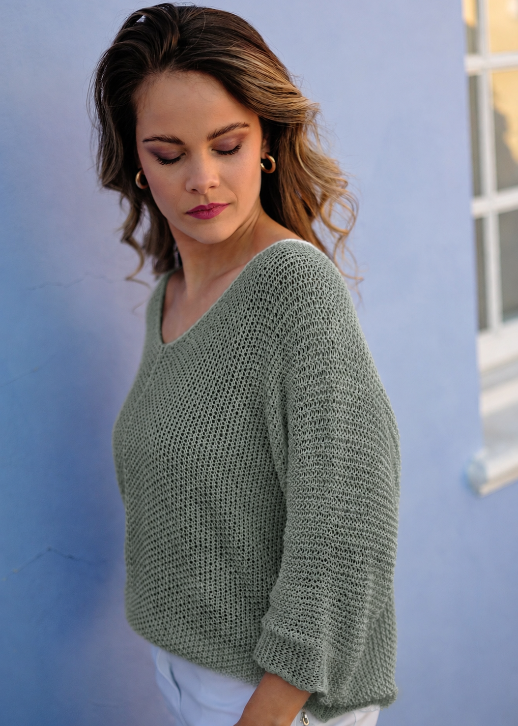 Riviera Summer Knit Top in Dark Olive