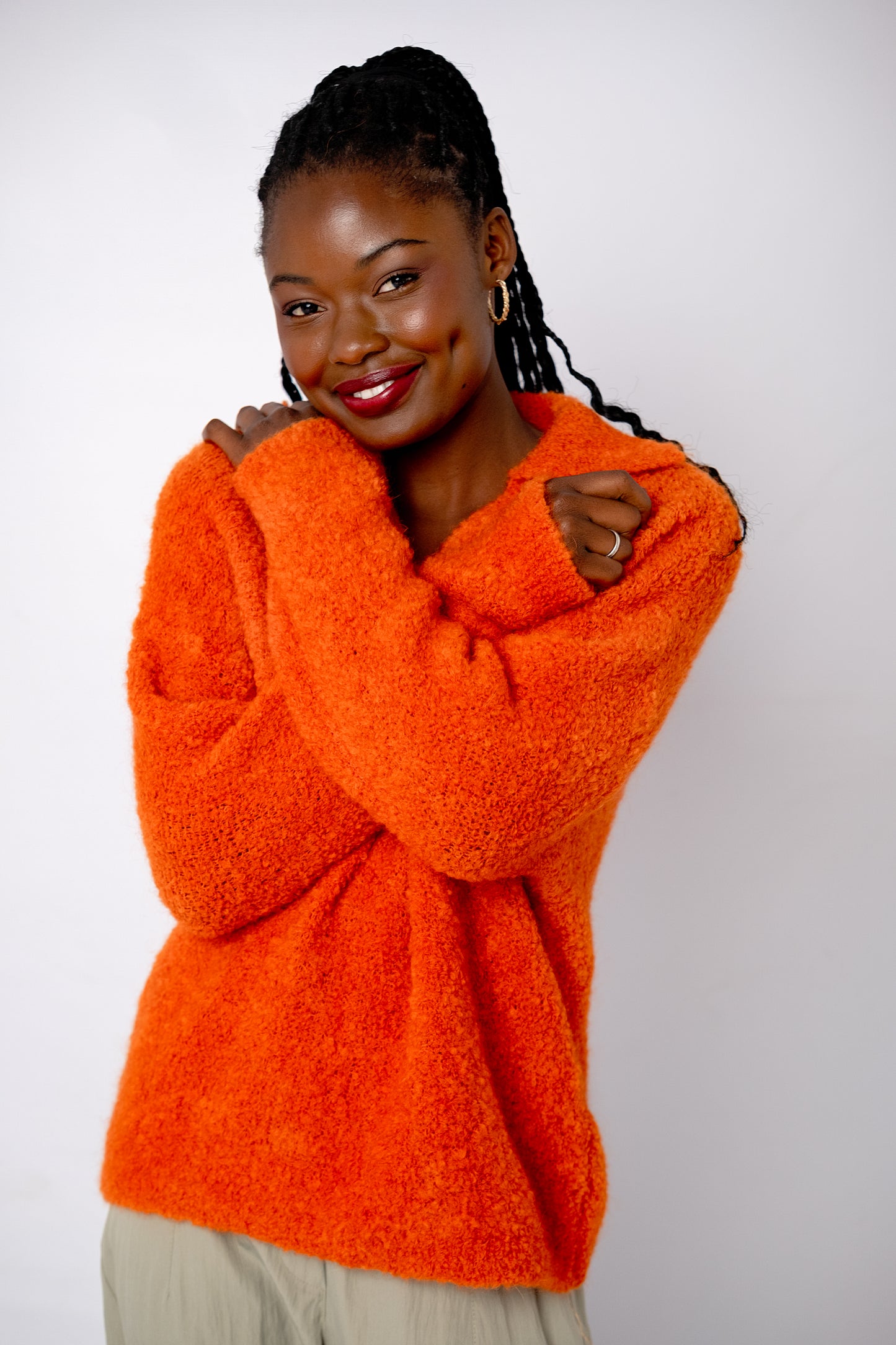 Chunky Knit with Collar in Tangerine