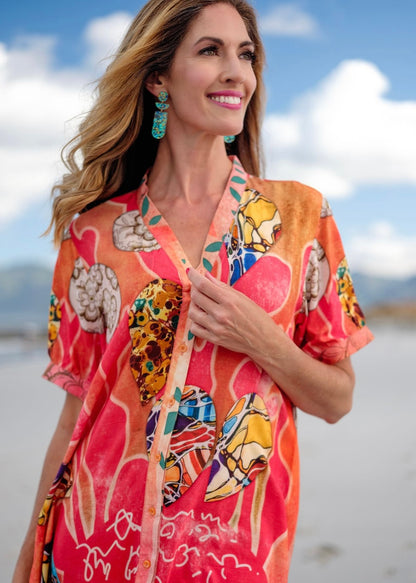 Maxine Dress in Coral Faces
