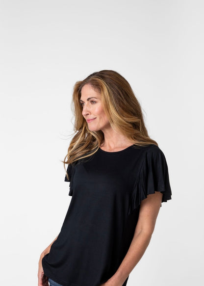 Frill sleeve T-Shirt for n Black