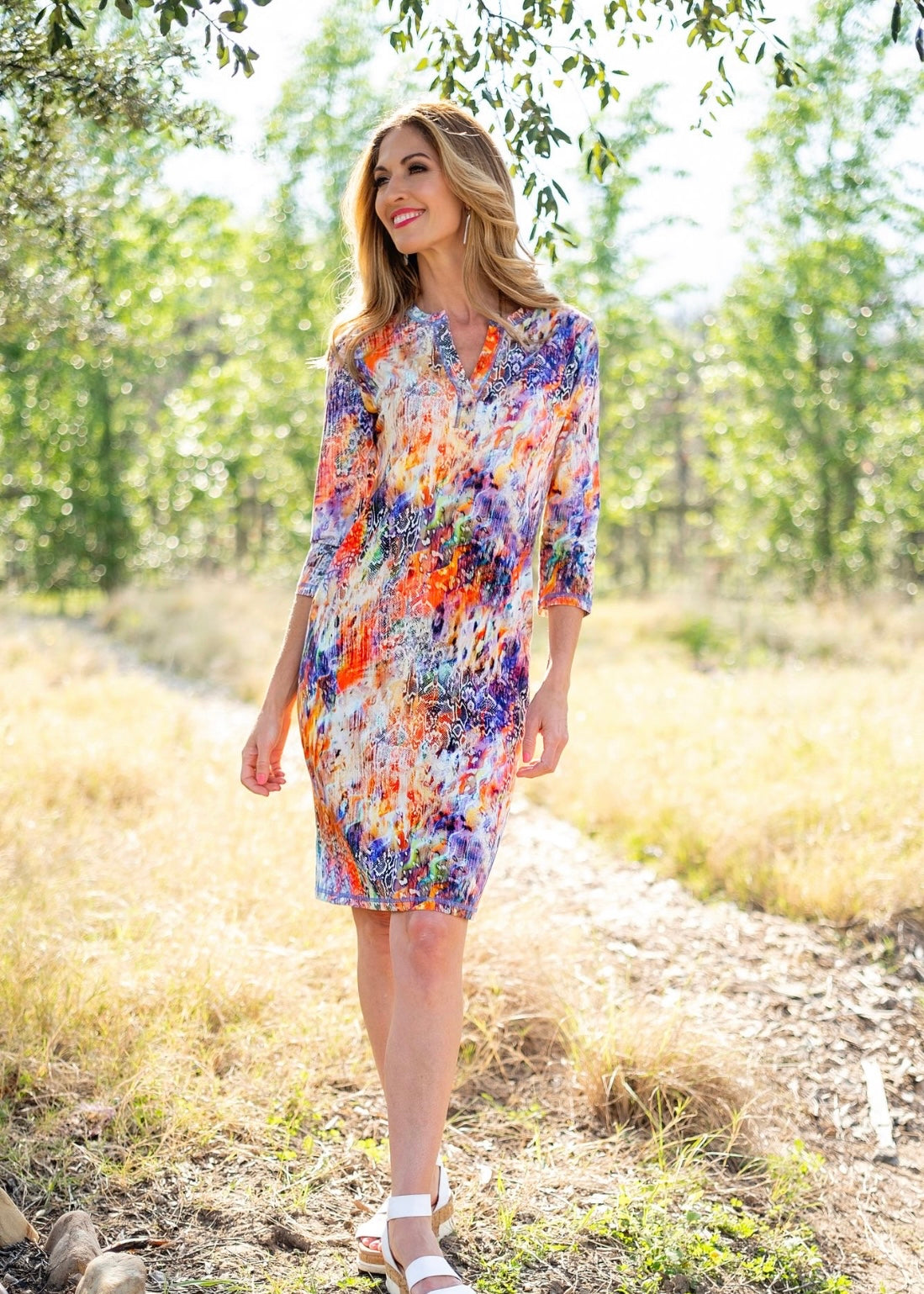 Icon dress, Burnt orange & purple python