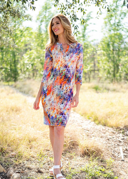 Icon dress, Burnt orange & purple python