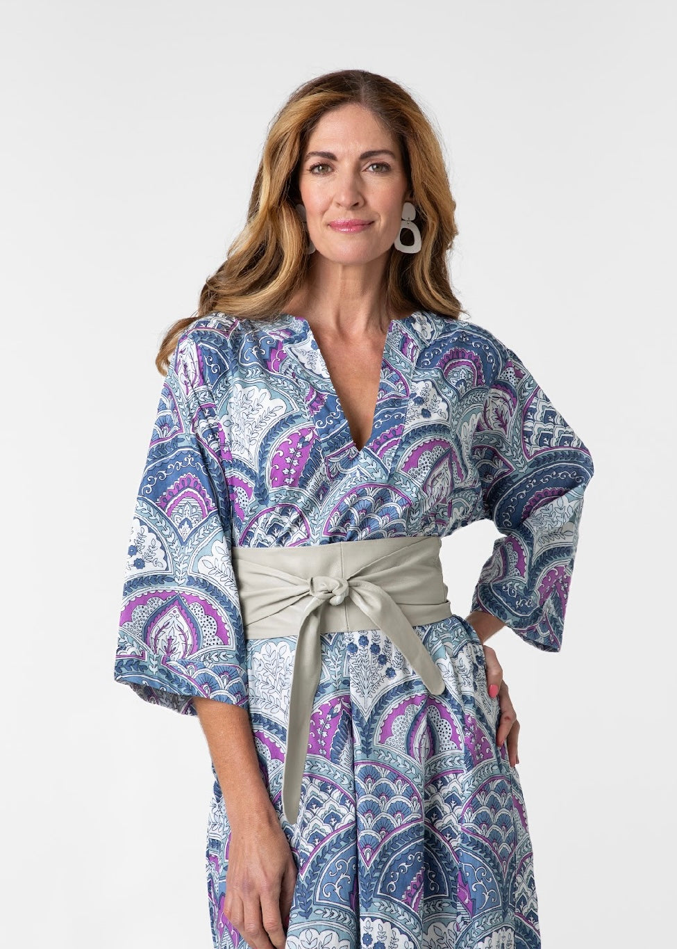 Tunic dress in Purple & blue bold
